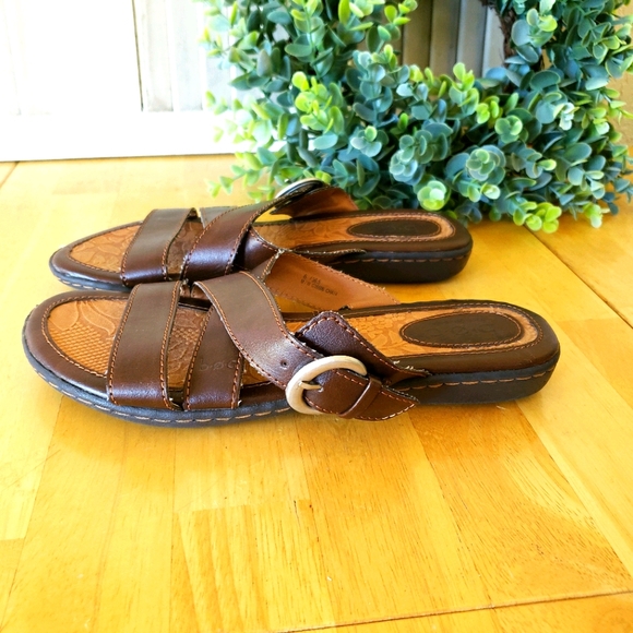 boc Shoes - BOC Born Concept Slip On Brown Leather Sandals 6